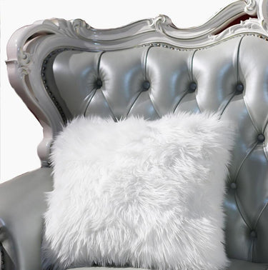 Luxury Faux Fur Decorative Pillow in White
